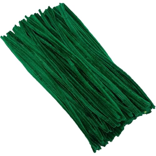 LSNNMU Pfeifenreiniger 100 Stück 30 cm gedrehter Draht, Chenille-Stiele, Pfeifenreiniger, Plüschstäbchen, Spielzeug, handgefertigtes Material, DIY-Bastelbedarf(DEEP Green) von LSNNMU