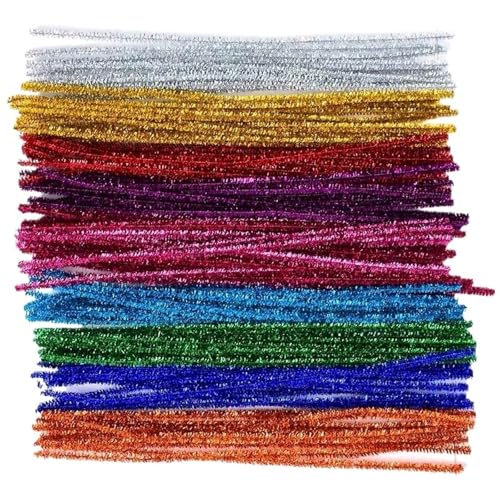 LSNNMU Pfeifenreiniger 100 Stück 30 cm gedrehter Draht, Chenille-Stiele, Pfeifenreiniger, Plüschstäbchen, Spielzeug, handgefertigtes Material, DIY-Bastelbedarf(Mix ColorA) von LSNNMU
