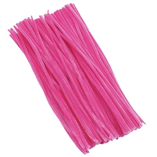 LSNNMU Pfeifenreiniger 100 Stück 30 cm gedrehter Draht, Chenille-Stiele, Pfeifenreiniger, Plüschstäbchen, Spielzeug, handgefertigtes Material, DIY-Bastelbedarf(Pink) von LSNNMU