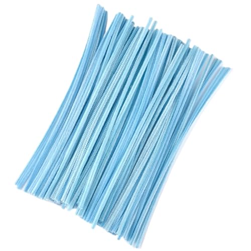 LSNNMU Pfeifenreiniger 100 Stück Chenille-Stiele, DIY Amboss, Draht, Bastelrohr, kreatives Hobby, Kinder, Plüschstäbchen, Chenille-Stäbchen(Blue) von LSNNMU