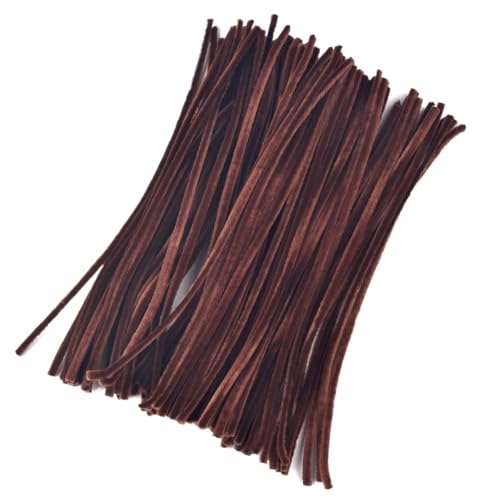 LSNNMU Pfeifenreiniger 100 Stück Chenille-Stiele, DIY Amboss, Draht, Bastelrohr, kreatives Hobby, Kinder, Plüschstäbchen, Chenille-Stäbchen(Brown) von LSNNMU