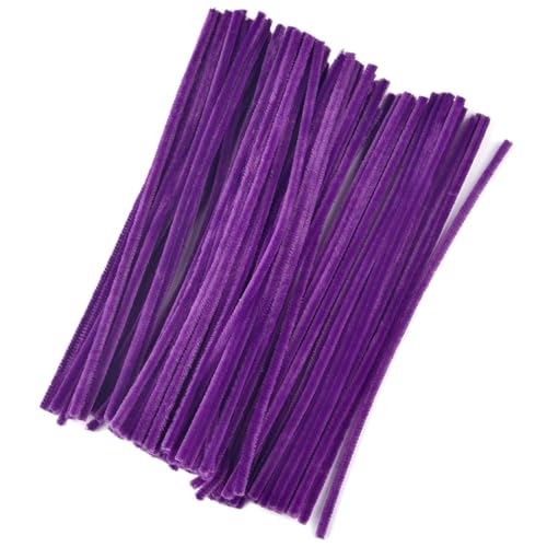 LSNNMU Pfeifenreiniger 100 Stück Chenille-Stiele, DIY Amboss, Draht, Bastelrohr, kreatives Hobby, Kinder, Plüschstäbchen, Chenille-Stäbchen(DEEP Purple) von LSNNMU