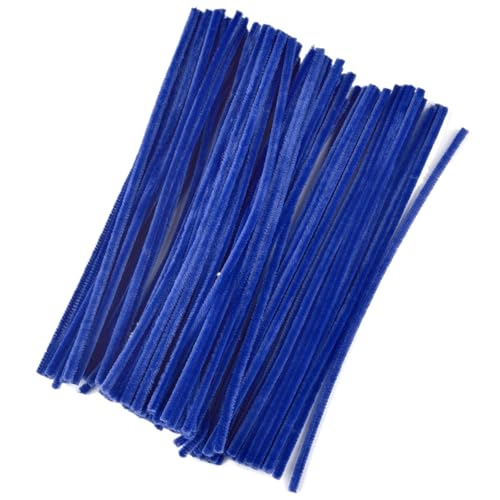 LSNNMU Pfeifenreiniger 100 Stück Chenille-Stiele, DIY Amboss, Draht, Bastelrohr, kreatives Hobby, Kinder, Plüschstäbchen, Chenille-Stäbchen(Deep Blue) von LSNNMU