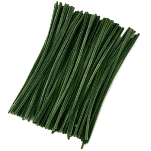 LSNNMU Pfeifenreiniger 100 Stück Chenille-Stiele, DIY Amboss, Draht, Bastelrohr, kreatives Hobby, Kinder, Plüschstäbchen, Chenille-Stäbchen(Deep Green) von LSNNMU