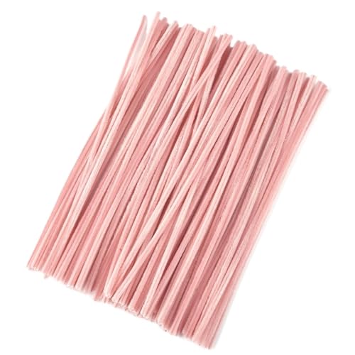 LSNNMU Pfeifenreiniger 100 Stück Chenille-Stiele, DIY Amboss, Draht, Bastelrohr, kreatives Hobby, Kinder, Plüschstäbchen, Chenille-Stäbchen(Light pink) von LSNNMU