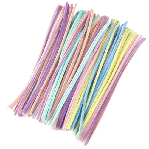 LSNNMU Pfeifenreiniger 100 Stück Chenille-Stiele, DIY Amboss, Draht, Bastelrohr, kreatives Hobby, Kinder, Plüschstäbchen, Chenille-Stäbchen(Mix Color 1) von LSNNMU
