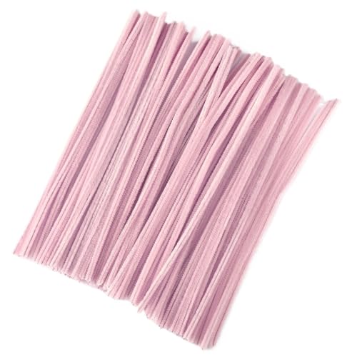 LSNNMU Pfeifenreiniger 100 Stück Chenille-Stiele, DIY Amboss, Draht, Bastelrohr, kreatives Hobby, Kinder, Plüschstäbchen, Chenille-Stäbchen(Pink) von LSNNMU