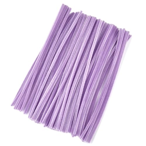 LSNNMU Pfeifenreiniger 100 Stück Chenille-Stiele, DIY Amboss, Draht, Bastelrohr, kreatives Hobby, Kinder, Plüschstäbchen, Chenille-Stäbchen(Purple) von LSNNMU