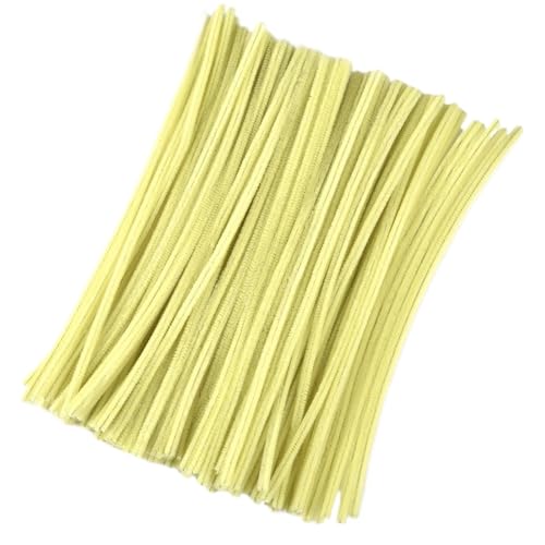LSNNMU Pfeifenreiniger 100 Stück Chenille-Stiele, DIY Amboss, Draht, Bastelrohr, kreatives Hobby, Kinder, Plüschstäbchen, Chenille-Stäbchen(Yellow) von LSNNMU