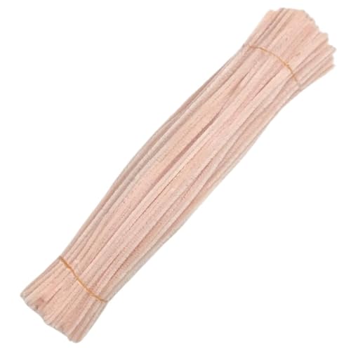 LSNNMU Pfeifenreiniger 100 Stück Chenille-Stiele, Spielzeug, DIY-Streifen, Draht, Handwerk, Rohr, kreatives Hobby, Kinder, Plüschstäbchen, Chenille-Stäbchen(Beige) von LSNNMU