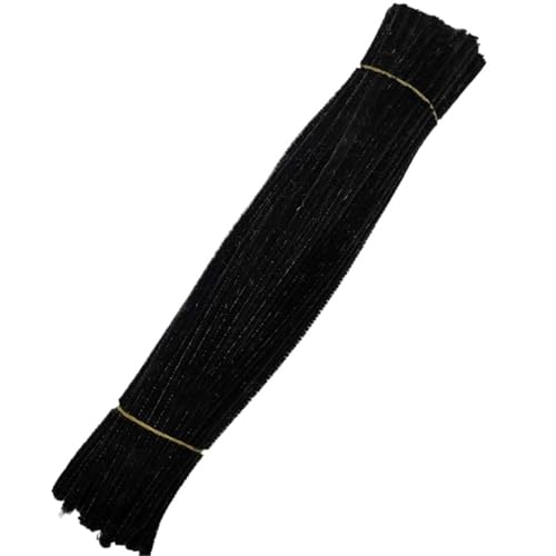 LSNNMU Pfeifenreiniger 100 Stück Chenille-Stiele, Spielzeug, DIY-Streifen, Draht, Handwerk, Rohr, kreatives Hobby, Kinder, Plüschstäbchen, Chenille-Stäbchen(Black) von LSNNMU