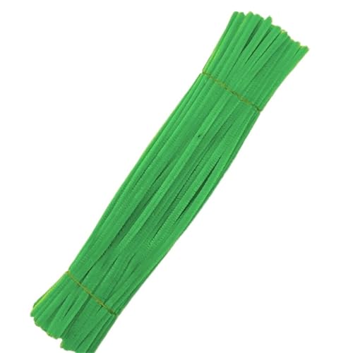LSNNMU Pfeifenreiniger 100 Stück Chenille-Stiele, Spielzeug, DIY-Streifen, Draht, Handwerk, Rohr, kreatives Hobby, Kinder, Plüschstäbchen, Chenille-Stäbchen(Green) von LSNNMU