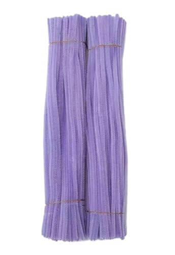 LSNNMU Pfeifenreiniger 100 Stück Chenille-Stiele, Spielzeug, DIY-Streifen, Draht, Handwerk, Rohr, kreatives Hobby, Kinder, Plüschstäbchen, Chenille-Stäbchen(Purple) von LSNNMU