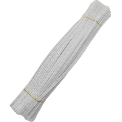 LSNNMU Pfeifenreiniger 100 Stück Chenille-Stiele, Spielzeug, DIY-Streifen, Draht, Handwerk, Rohr, kreatives Hobby, Kinder, Plüschstäbchen, Chenille-Stäbchen(White) von LSNNMU