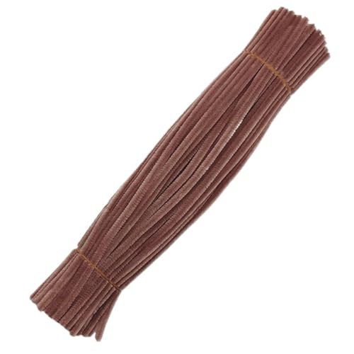 LSNNMU Pfeifenreiniger 200 Stück Plüschstäbchen, Bunte Chenille-Stiele, Rohr, Plüschstiel, Draht, Twist-Stick, Streifen, DIY-Handwerk, Lernspielzeug(Brown) von LSNNMU