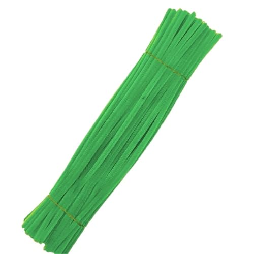 LSNNMU Pfeifenreiniger 200 Stück Plüschstäbchen, Bunte Chenille-Stiele, Rohr, Plüschstiel, Draht, Twist-Stick, Streifen, DIY-Handwerk, Lernspielzeug(Light Green) von LSNNMU