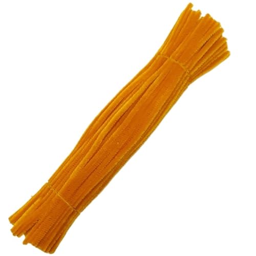 LSNNMU Pfeifenreiniger 200 Stück Plüschstäbchen, Bunte Chenille-Stiele, Rohr, Plüschstiel, Draht, Twist-Stick, Streifen, DIY-Handwerk, Lernspielzeug(Orange) von LSNNMU