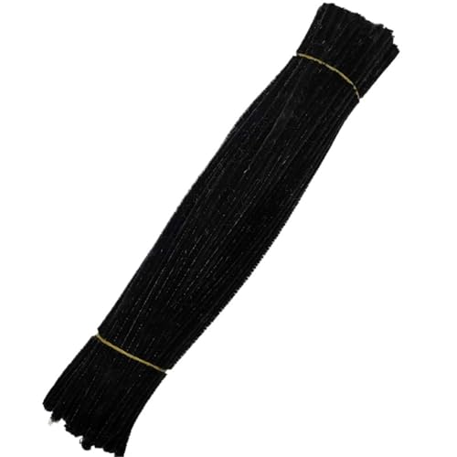 LSNNMU Pfeifenreiniger 200 stücke Plüsch Stick Twisting Bar Chenille Vorbauten Draht Rohr for Kinder Spielzeug DIY Streifen Kreative Handwerk Filz Drähte(Black) von LSNNMU