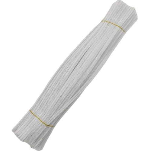 LSNNMU Pfeifenreiniger 200 stücke Plüsch Stick Twisting Bar Chenille Vorbauten Draht Rohr for Kinder Spielzeug DIY Streifen Kreative Handwerk Filz Drähte(White) von LSNNMU