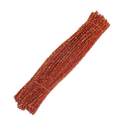 LSNNMU Pfeifenreiniger 50/100 Stück Glitzer-Chenille-Stiele, Pfeifenreiniger, Plüsch-Lametta-Stiele, DIY-Bastelbedarf, Spielzeug, Chenille-Stiele(Orange,50pcs) von LSNNMU