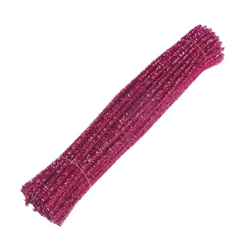 LSNNMU Pfeifenreiniger 50/100 Stück Glitzer-Chenille-Stiele, Pfeifenreiniger, Plüsch-Lametta-Stiele, DIY-Bastelbedarf, Spielzeug, Chenille-Stiele(Pink,50pcs) von LSNNMU