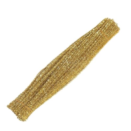 LSNNMU Pfeifenreiniger 50/100 Stück Glitzer-Chenille-Stiele, Pfeifenreiniger, Plüsch-Lametta-Stiele, DIY-Bastelbedarf, Spielzeug, Chenille-Stiele(Yellow,100pcs) von LSNNMU