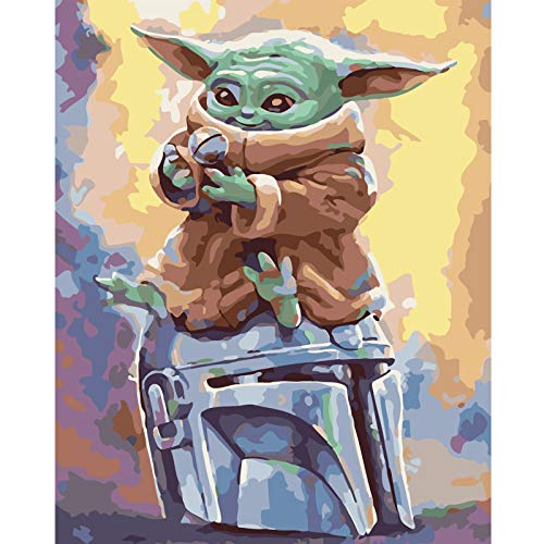LSPBN Malen nach Zahlen für Erwachsene Yoda Star Wars Kits auf Leinwand, Geschenke für Kinder, einfach, DIY Malen nach Zahlen, 40.6 x 50.8 cm, ohne Rahmen, Kunsthandwerk für Zuhause, Wanddekoration von LSPBN