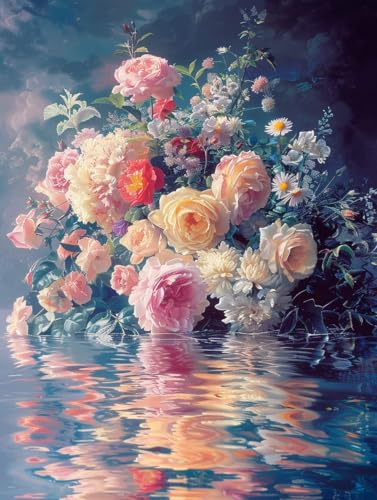 Diamond Painting Blume, 5D Diamond Painting Erwachsene Anlage, DIY Stickerei Kreuzstich Sets, Full Drill Diamant Bastelset Erwachsene, Mosaikherstellung, Aesthetic für Deko Wohnzimmer, 60X70 cm L-8872 von LSPKKYOU