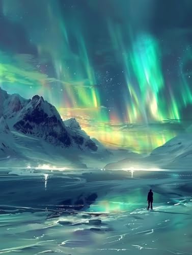 Diamond Painting Erwachsene Aurora, Diamond Painting bilder Landschaft, Diy Mosaikherstellung Bastelset Erwachsene, Full Drill Stickerei Kreuzstich Sets für Zimmer Deko, Geschenke 100x130 cm E-7394 von LSPKKYOU
