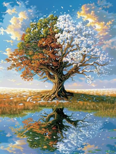 Diamond Painting Erwachsene Baum, Diamond Painting bilder Landschaft, Diy Mosaikherstellung Bastelset Erwachsene, Full Drill Stickerei Kreuzstich Sets für Zimmer Deko, Geschenke 60X80 cm Q-6215 von LSPKKYOU