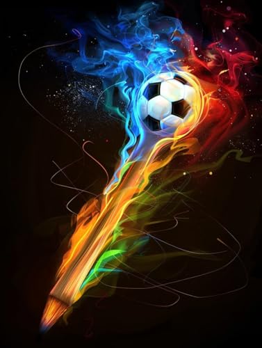 Diamond Painting Erwachsene FußBall, Diamond Painting bilder Kunst, Diy Mosaikherstellung Bastelset Erwachsene, Full Drill Stickerei Kreuzstich Sets für Zimmer Deko, Geschenke 60X70 cm T-6785 von LSPKKYOU