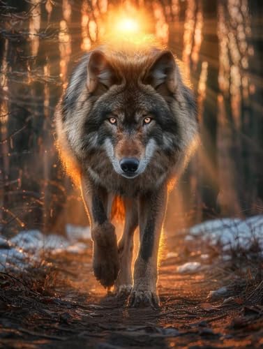 Diamond Painting Erwachsene Wolf, Diamond Painting bilder Tier, Diy Mosaikherstellung Bastelset Erwachsene, Full Drill Stickerei Kreuzstich Sets für Zimmer Deko, Geschenke für Frauen 40X50 cm W-1527 von LSPKKYOU