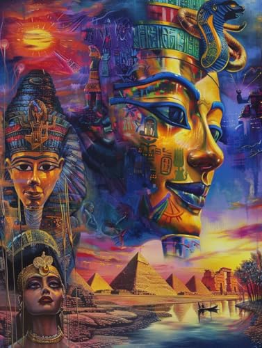 Diamond Painting Erwachsene äGypten, Diamond Painting bilder Pyramide, Diy Mosaikherstellung Bastelset Erwachsene, Full Drill Stickerei Kreuzstich Sets für Zimmer Deko, Geschenke 50x65 cm 7-4995 von LSPKKYOU