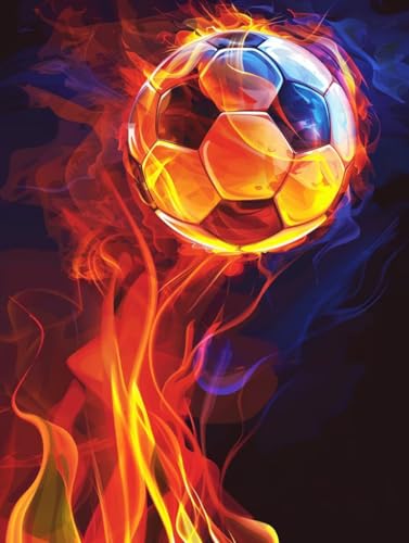Diamond Painting FußBall, 5D Diamond Painting Erwachsene Flamme, DIY Stickerei Kreuzstich Sets, Full Drill Diamant Bastelset Erwachsene, Mosaikherstellung, Aesthetic für Zimmer Deko, 60X80 cm I-1149 von LSPKKYOU