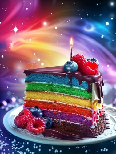 Diamond Painting Kuchen, 5D Diamond Painting Erwachsene Nachtisch, DIY Stickerei Kreuzstich Sets, Full Drill Diamant Bastelset Erwachsene, Mosaikherstellung, Aesthetic für Zimmer Deko, 30x40 cm V-9773 von LSPKKYOU