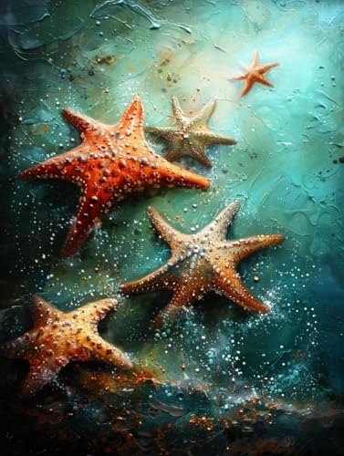Diamond Painting Seestern, 5D Diamond Painting Erwachsene Kunst, DIY Stickerei Kreuzstich Sets, Full Drill Diamant Bastelset Erwachsene, Mosaikherstellung, Aesthetic für Zimmer Deko, 80X110 cm 4-6947 von LSPKKYOU