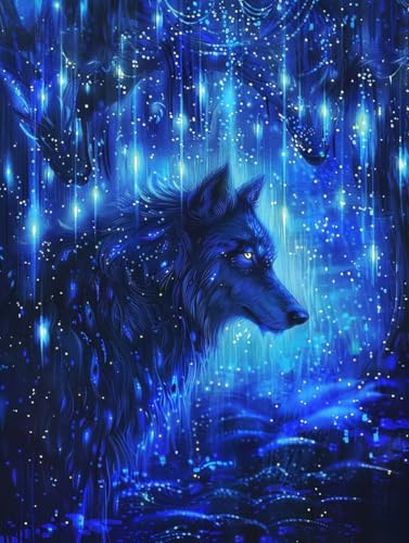 Diamond Painting Wolf, 5D Diamond Painting Erwachsene Tier, DIY Stickerei Kreuzstich Sets, Full Drill Diamant Bastelset Erwachsene, Mosaikherstellung, Aesthetic für Deko Wohnzimmer, 30x40 cm 3-1252 von LSPKKYOU