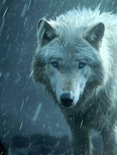 Diamond Painting Wolf, 5D Diamond Painting Erwachsene Tier, DIY Stickerei Kreuzstich Sets, Full Drill Diamant Bastelset Erwachsene, Mosaikherstellung, Aesthetic für Deko Wohnzimmer, 80X110 cm Q-8579 von LSPKKYOU