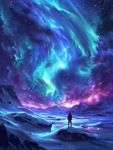 LSPKKYOU Malen Nach Zahlen Erwachsene Sternenhimmel, Malen Nach Zahlen Mann, Paint by Numbers DIY Handgemalt Ölgemälde Kit Mit 3 Pinsel und Acrylfarbe, Deko Wohnzimmer und Zimmer Deko 60x70 cm Z-8134 von LSPKKYOU