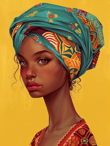 Malen Nach Zahlen Erwachsene Afrikanische Frau, Malen Nach Zahlen GöTtin, Paint by Numbers DIY Handgemalt Ölgemälde Kit Mit 3 Pinsel und Acrylfarbe, Deko Wohnzimmer und Zimmer Deko 80x110 cm U-9290 von LSPKKYOU