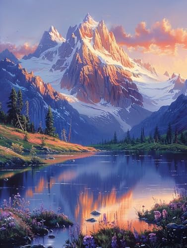 Malen Nach Zahlen Erwachsene Berg, Malen Nach Zahlen Landschaft, Paint by Numbers DIY Handgemalt Ölgemälde Kit Mit 3 Pinsel und Acrylfarbe, Deko Wohnzimmer und Zimmer Deko, Geschenke 70x95 cm P-6274 von LSPKKYOU