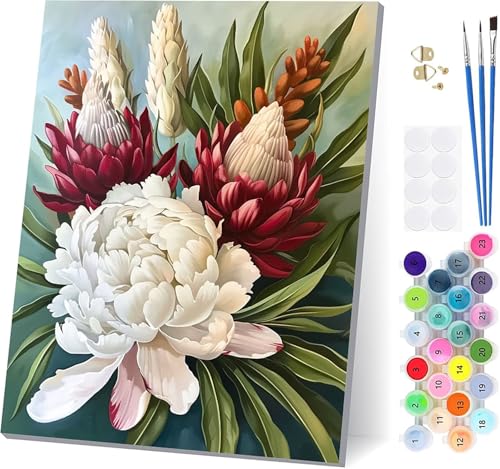 Malen Nach Zahlen Erwachsene Blume, Malen Nach Zahlen Pflanzen, DIY Set Erwachsene Mit 3 Pinseln und Acrylfarbe Knitterfreie Leinwand, Paint by Numbers für Deko Wohnzimmer und Wanddeko 40x50cm P-9068 Malen Nach Zahlen Erwachsene Blume, Malen Nach Zahlen Pflanzen, DIY Set Erwachsene Mit 3 Pinseln und Acrylfarbe Knitterfreie Leinwand, Paint by Numbers für Deko Wohnzimmer und Wanddeko 40x50cm P-9068 von LSPKKYOU