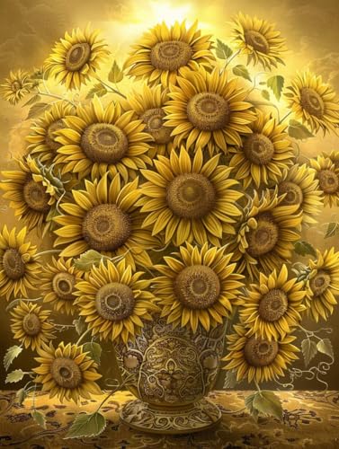 Malen Nach Zahlen Erwachsene Blume, Malen Nach Zahlen Sonnenblume, Paint by Numbers DIY Handgemalt Ölgemälde Kit Mit 3 Pinsel und Acrylfarbe, Deko Wohnzimmer und Zimmer Deko 100x135 cm 6-9249 von LSPKKYOU
