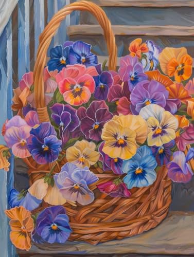 Malen Nach Zahlen Erwachsene Blume Malen Nach Zahlen, Paint by Numbers Adult Blumenkorb, DIY Set Erwachsene Handgemalt Ölgemälde mit Pinseln und Acrylfarben, für Deko Wohnzimmer 40x50 cm 0-5560 von LSPKKYOU