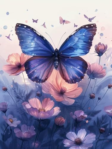 Malen Nach Zahlen Erwachsene Blume Malen Nach Zahlen, Paint by Numbers Adult Schmetterling, DIY Set Erwachsene Handgemalt Ölgemälde mit Pinseln und Acrylfarben, für Deko Wohnzimmer 100x130 cm 0-5225 von LSPKKYOU