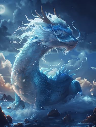Malen Nach Zahlen Erwachsene Drachen Malen Nach Zahlen, Paint by Numbers Adult Niedlich, DIY Set Erwachsene Handgemalt Ölgemälde mit Pinseln und Acrylfarben, für Deko Wohnzimmer 50x65 cm 4-2428 von LSPKKYOU