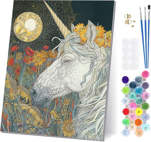 Malen Nach Zahlen Erwachsene Einhorn, Malen Nach Zahlen Blume, DIY Set Erwachsene Mit 3 Pinseln und Acrylfarbe Knitterfreie Leinwand, Paint by Numbers für Deko Wohnzimmer und Wanddeko 30x40cm 9-5264 Malen Nach Zahlen Erwachsene Einhorn, Malen Nach Zahlen Blume, DIY Set Erwachsene Mit 3 Pinseln und Acrylfarbe Knitterfreie Leinwand, Paint by Numbers für Deko Wohnzimmer und Wanddeko 30x40cm 9-5264 von LSPKKYOU