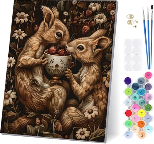 Malen Nach Zahlen Erwachsene Erdbeere, Malen Nach Zahlen Kaninchen, DIY Set Erwachsene Mit 3 Pinseln und Acrylfarbe Knitterfreie Leinwand, Paint by Numbers für Deko Wohnzimmer 100x135cm 2-3611 von LSPKKYOU