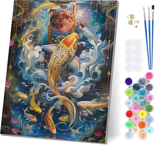 Malen Nach Zahlen Erwachsene Fisch, Malen Nach Zahlen Abstrakt, DIY Set Erwachsene Mit 3 Pinseln und Acrylfarbe Knitterfreie Leinwand, Paint by Numbers für Deko Wohnzimmer und Wanddeko 50x65cm 4-9751 Malen Nach Zahlen Erwachsene Fisch, Malen Nach Zahlen Abstrakt, DIY Set Erwachsene Mit 3 Pinseln und Acrylfarbe Knitterfreie Leinwand, Paint by Numbers für Deko Wohnzimmer und Wanddeko 50x65cm 4-9751 von LSPKKYOU
