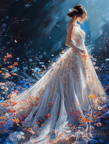Malen Nach Zahlen Erwachsene Frau, Malen Nach Zahlen Blume, Paint by Numbers DIY Handgemalt Ölgemälde Kit Mit 3 Pinsel und Acrylfarbe, Deko Wohnzimmer und Zimmer Deko, Geschenke 60x70 cm T-5245 von LSPKKYOU